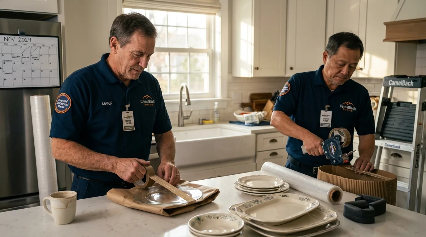 Professional crew packing kitchen dishware in Rio Dell, CA